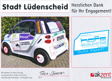 Unterstützung eines emissionsfreien Dienstfahrzeug der Stadt Lüdenscheid
