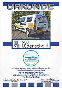 Sponsoring des Fahrzeuges für die Lüdenscheider Kinder- und Jugendarbeit.